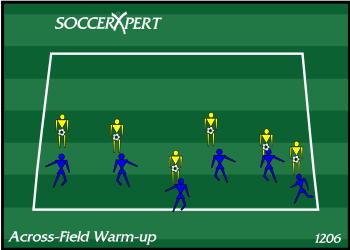 Soccer Drill Diagram: Across-Field Warm-Up