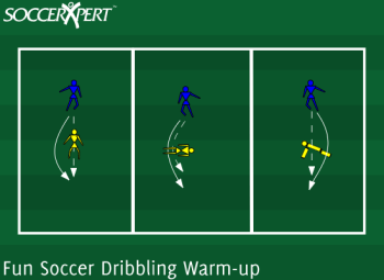 Soccer Drill Diagram: Fun Soccer Dribbling Warm-up