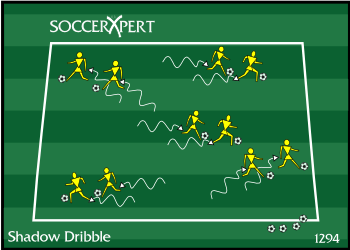 Soccer Drill Diagram: Shadow Dribbling