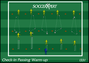 Soccer Drill Diagram: Check-in Passing Warm-up