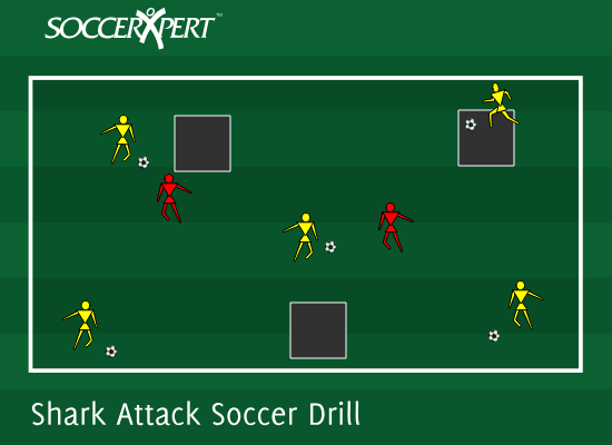 Soccer Drill Diagram: Shark Attack Soccer Drill
