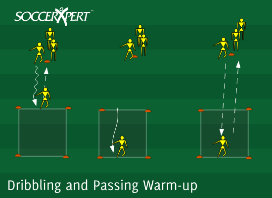 Soccer Drill Diagram: Dribbling and Passing Warm-up Drill